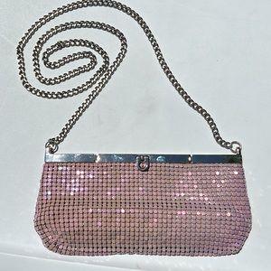 Far Nine Vintage Pretty Pink Metal Mesh Clutch, Purse, Evening bag, shoulder bag